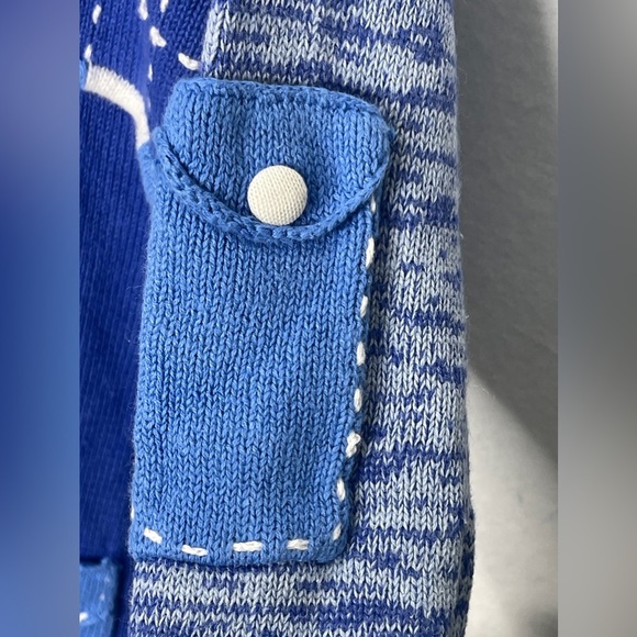 Storybook Knits Blue Denim Laundry Inspired Cardigan Sweater Colorblock Large - Picture 12 of 15